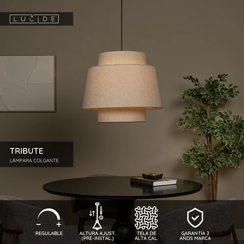 Lucide TRIBUTE - Lámpara colgante - Ø 60 cm - 1xE27 - Beige - USP